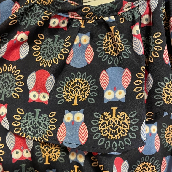 Audrey 3+1 adorable owl dress with ruffle neckline - Picture 3 of 5